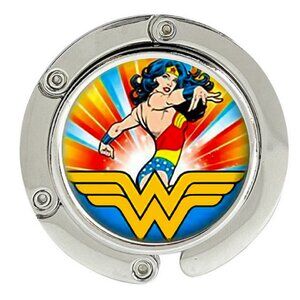 Wonder Woman Purse Hanger Foldable Hook Handbag Table Bag Holder Metal Silver